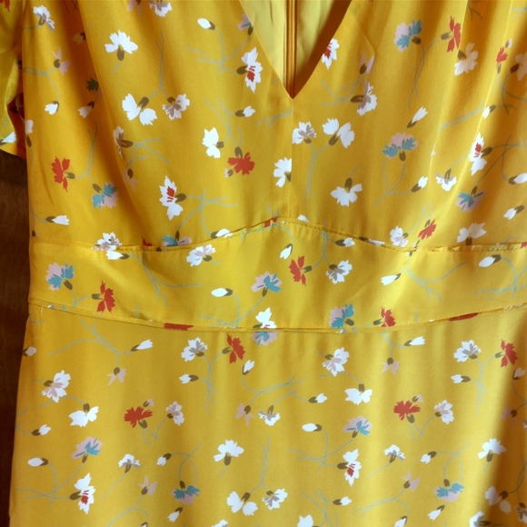 Madewell 100% Silk Yellow Flora "BellaDonna" Dress Size (XS) - Picture 4 of 8